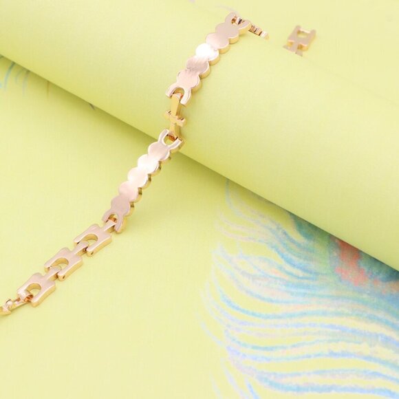 "Elegant Rose Gold Bracelet with Smooth Scalloped Link Design, XPBL0875 - Picture 7 of 13